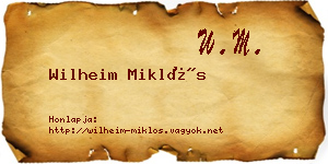 Wilheim Miklós névjegykártya